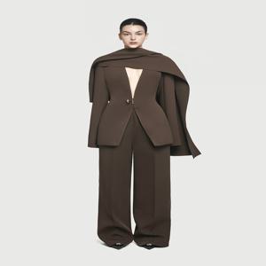 여성용 노칼라 트렌치 코트, 긴팔 싱글 브레스트 포켓, 블랙 슬림 바람막이, 2024 가을 신상