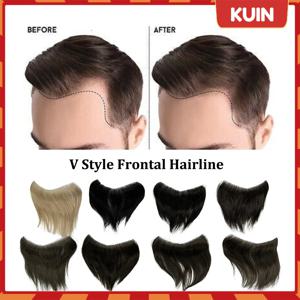 남자 Toupee 남성 가발 V 스타일 정면 헤어 라인 PU 헤어 교체 시스템 남성용 스트레이트 천연 수제 헤어 피스 2.5X16 CM