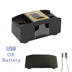 자동 카드 셔플링 기계 2/4Deck USB 배터리로 작동되는 전기 포커 카드 셔플러 홈 파티 보드 게임