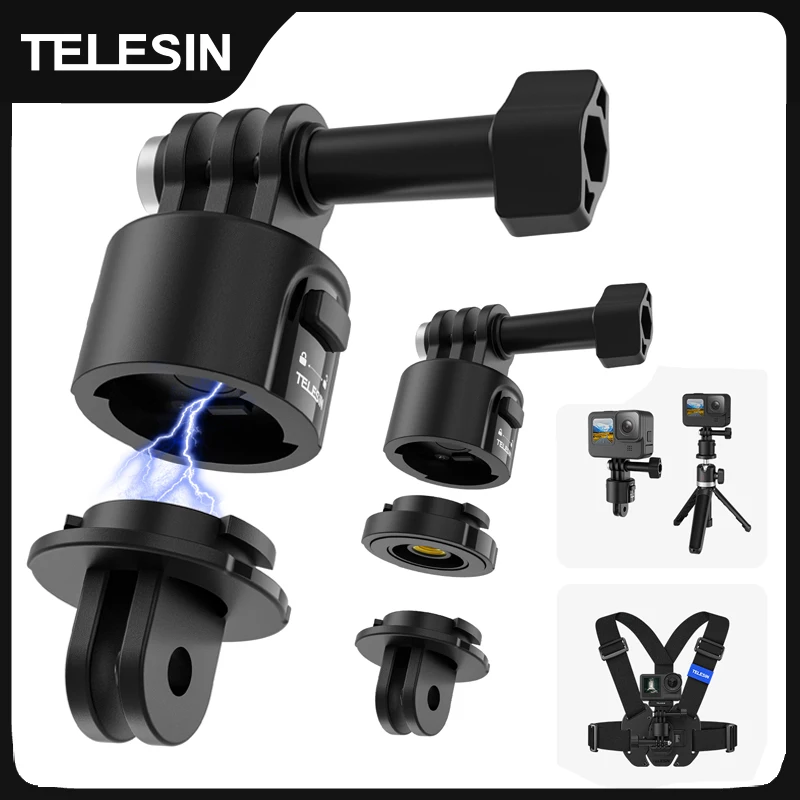 Gopro Hero Insta 360 DJI OSMO 액션 액션 카메라 액세서리용 1/4 나사가 있는 TELESIN 마그네틱 퀵 릴리스 어댑터