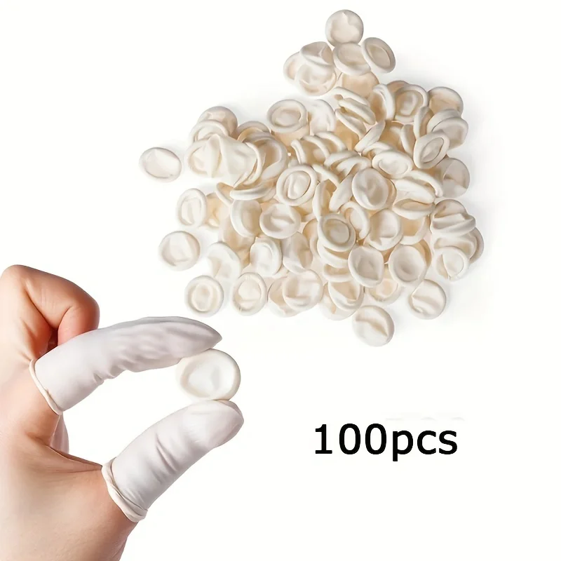 100Pcs 일회용 손가락 끝 보호 장갑 천연 고무 미끄럼 방지 정전기 방지 라텍스 손가락 침대 손가락 끝 내구성 도구