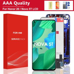 6.26''화웨이 노바 5T YAL-L21 L61A L71A LCD 스크린 + 화웨이 노바 5t 디스플레이 용 프레임이있는 터치 디스플레이 디지타이저 교체