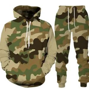 위장 남자 까마귀 세트 3D 인쇄 Tracksuit 세트 남자 까마귀 + 바지 2pcs 세트 야외 특대 캐주얼 남자 운동복 의류