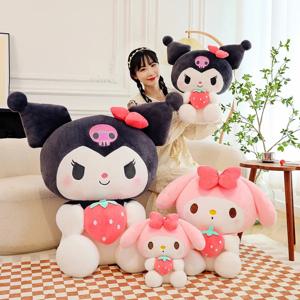 32-25CM Sanrio Kuromi 마이 멜로디 딸기 시리즈 봉제 동물 인형 만화 귀여운 플러시 베개 장난감 어린이 생일 선물