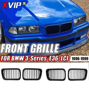 XVIP 2x 더블 라인 스타일 자동차 프론트 레이싱 Kindey 그릴 BMW E36 LCI 1996-1999 M3 광택 블랙 듀얼 슬레이트 상단 그릴
