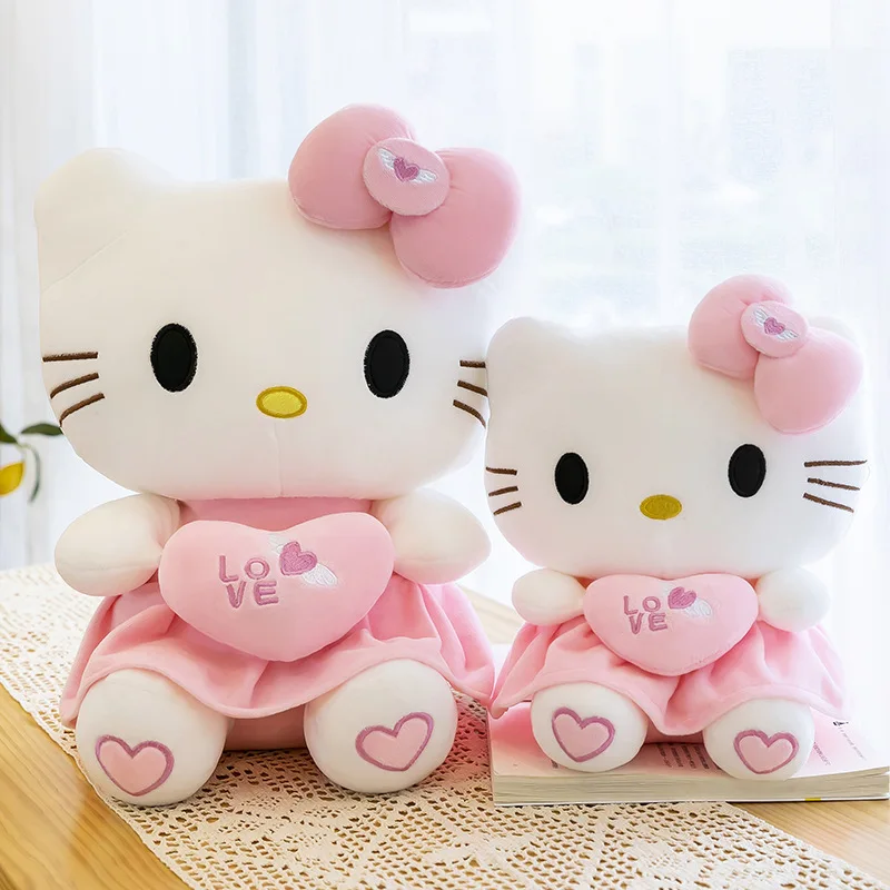 Sanrio 헬로 키티 핑크 봉제 인형 장난감 애니메이션 만화 플러시 인형 부드러운 인형 베개 장난감 어린이 생일 크리스마스 선물