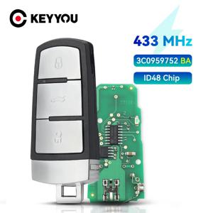 키유 3C 0959752 BA 3BT 열쇠가 없는 Uncut 스마트 원격 키 Fob 433MHZ ID48 칩 For VolksWagen VW Passat B6 3C B7 Magotan CC 자동차 키