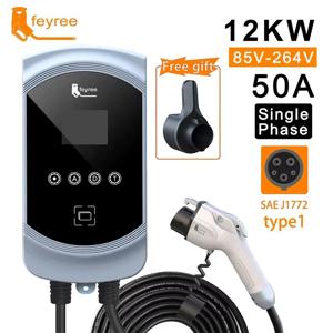 Feyree 전기 자동차용 월박스 충전 스테이션, 1 상 EV 충전기 타입 1 케이블, J1772 코드, 40A, 9.6KW, 32A, 7.6KW, EVSE, 50A, 12KW
