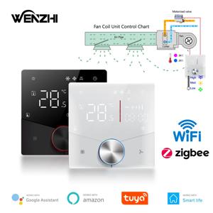 Zigbee/Wifi 에어컨 온도 조절기 팬 코일 장치 홈 냉각/난방 파이프 온도 컨트롤러 Tuya Smart Life Control