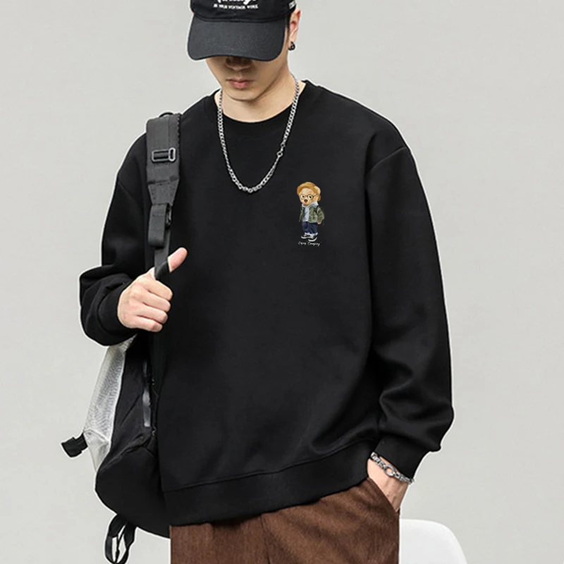 트랜드인 캐릭터 프린트 봄 가을 얇은 맨투맨 오버핏 라운드넥 긴팔 티셔츠 간절기 데일리룩TS3082