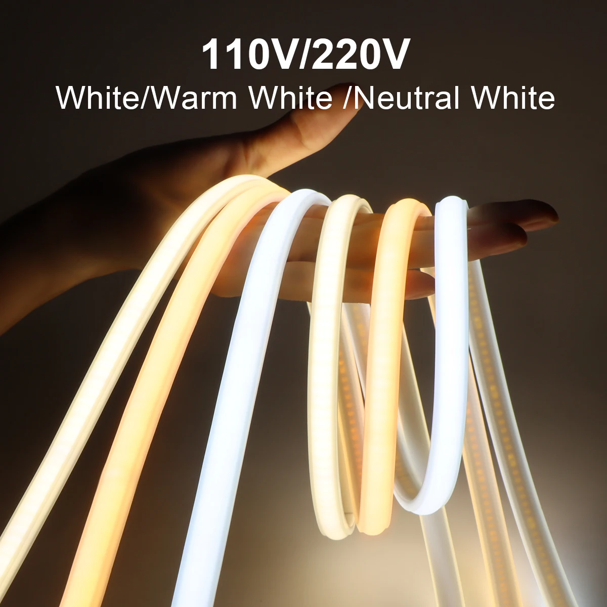 220V 110V COB Led 스트립 EU 미국 플러그 전원 스위치 방수 Led 테이프 야외 정원 주방 조명에 대 한 유연한 리본