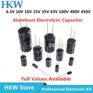 10V 16V 25V 35V 50V 63V 100V 200V 250V 400V 알루미늄 전해 콘덴서 20% 100UF 470UF 680UF 1000UF 1500UF 2200UF 3300UF
