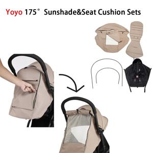 유모차 액세서리 175 ° 햇빛가리개 및 시트 쿠션 세트, Yoyo Yoyo2 Yoyo3 Yoya 방수 UV 보호대, 세트당 4 개