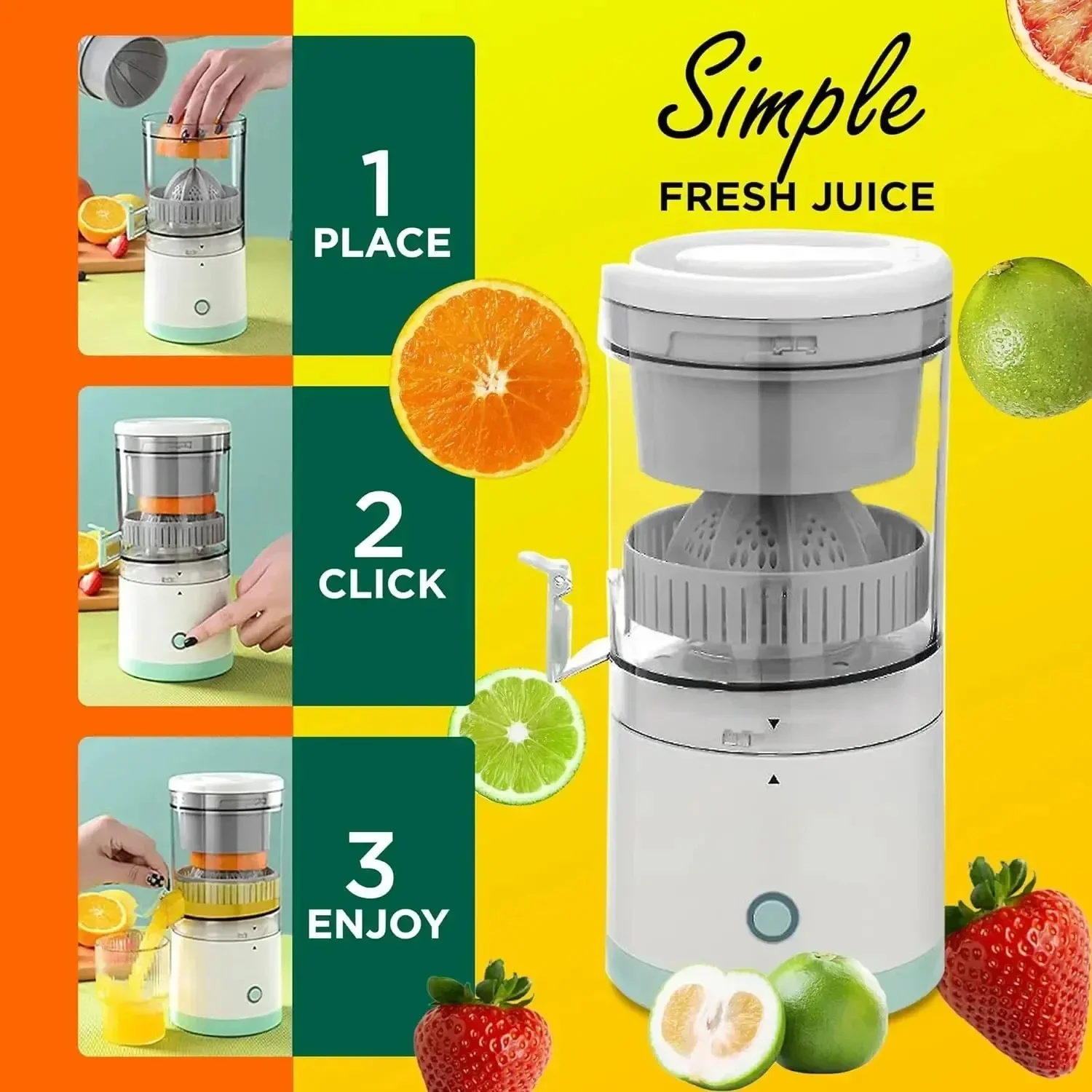 추출기 완전 자동 과일 가정용 Juicer 휴대용 주스 기계 잔류 물 분리 양방향 나선형 과일 Juicer 컵