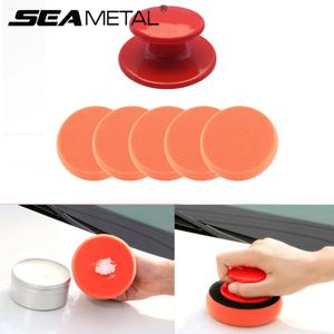 SEAMETAL 6 개/대 핸들이있는 세차 왁스 폴란드어 패드 자동차 왁싱 다기능 사용 자동차 연마 스폰지 용 스폰지 청소