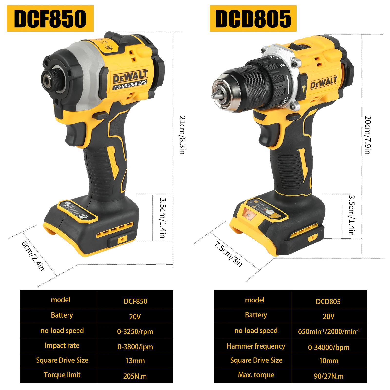 DeWalt 리튬 브러시리스 모터 스크루드라이버 전기 스크루드라이버 전기 핸드 드릴 임팩트 드릴 Dcf850 Dcd805 조합 키트