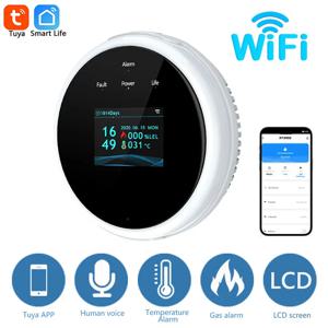 Tuya Wifi 천연 가스 누출 감지기 센서 스마트 알람 가스 화재 보안 가정용 주방용 디지털 LED 온도 디스플레이