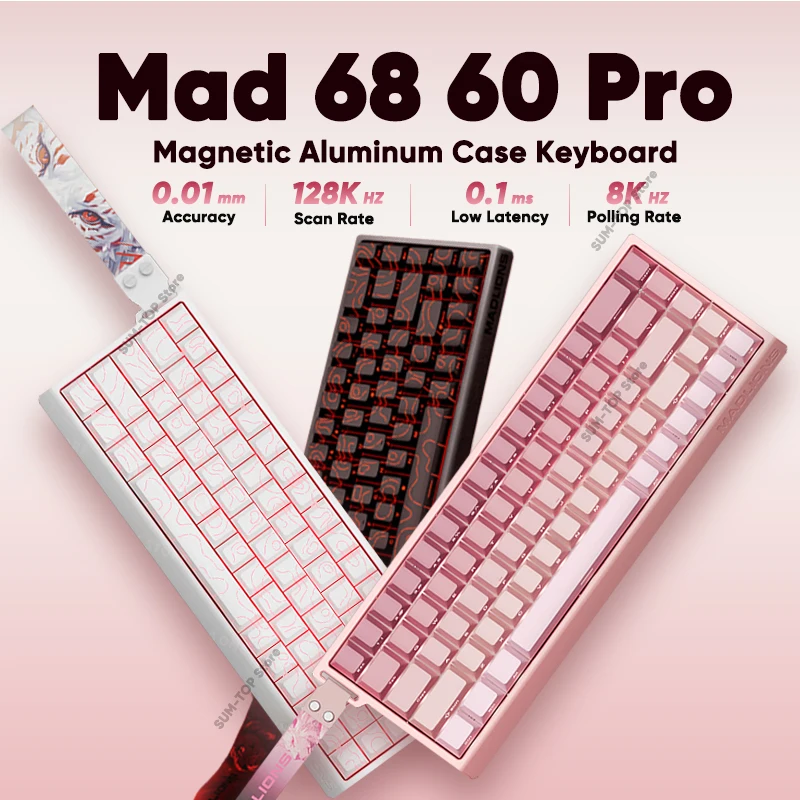 Madlions Mad 60he Mad 68he 68Pro 유선 기계식 키보드 게임용 자기 스위치 RT 0.01mm 8K 폴링률 RGB 핫스왑 키보드