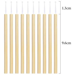 에코 대나무 나무 손잡이가있는 50pcs 마이크로 화이버 속눈썹 연장 어플리케이터 미용 도구 래쉬 마이크로 브러쉬