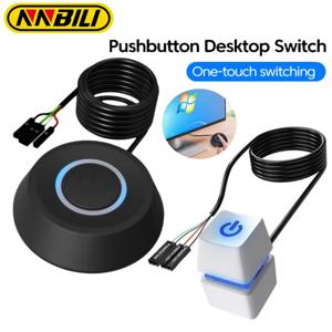 NNBILI 컴퓨터 데스크탑 스위치 2M LED 조명 PC 마더보드 외부 시작 전원 켜기/끄기 버튼 홈 오피스용 연장 케이블
