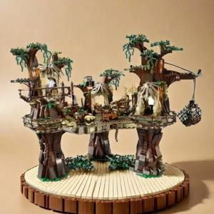 Miniso 디즈니 1990PCS 스타 계획 전쟁 Ewok 마을 빌딩 블록 호환 10236 퍼즐 장난감 벽돌 어린이 크리스마스 선물