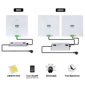 EVO 퀀텀 LED 성장 라이트 바, 온실용 풀 스펙트럼 LED 파이토램프, 턴 온 오프, 성장 텐트 컴플리트 키트, 85W, 180W, LM301H