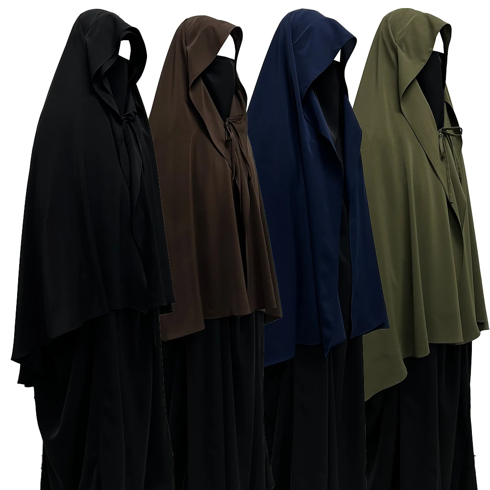 망토 케이프 라운드 이슬람 여성 이슬람 고품질 Nida Eid 라마단 겸손한 Niqab Khimar 긴기도 Hijab