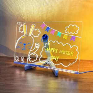 투명 발광 LED 야간 조명, DIY USB 발광 아크릴 야간 조명, 지울 수 있는 쓰기 메시지 보드, 달력, 데스크탑 장식품