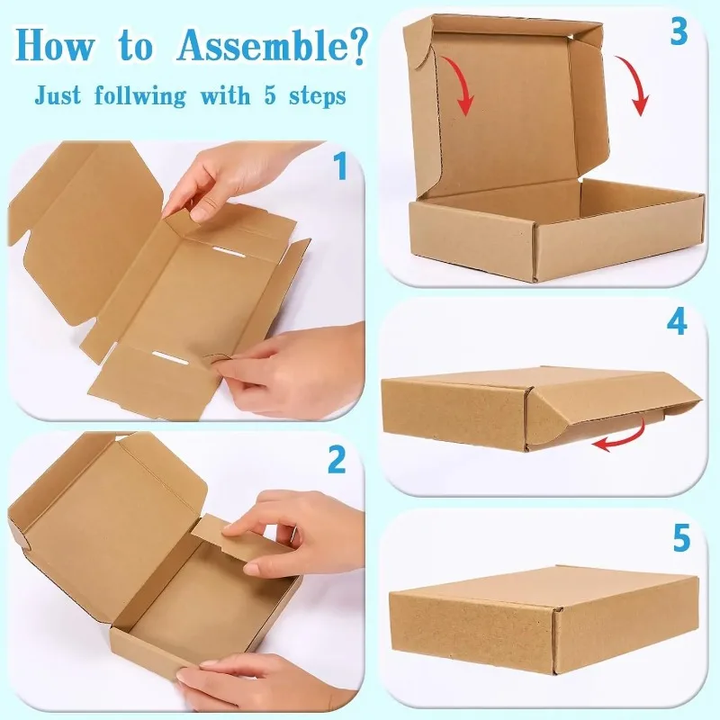 20PCS 골판지 상자 메일러-갈색 골판지 배송 상자 메일러, 이동용 골판지 상자 메일러 배송 상자