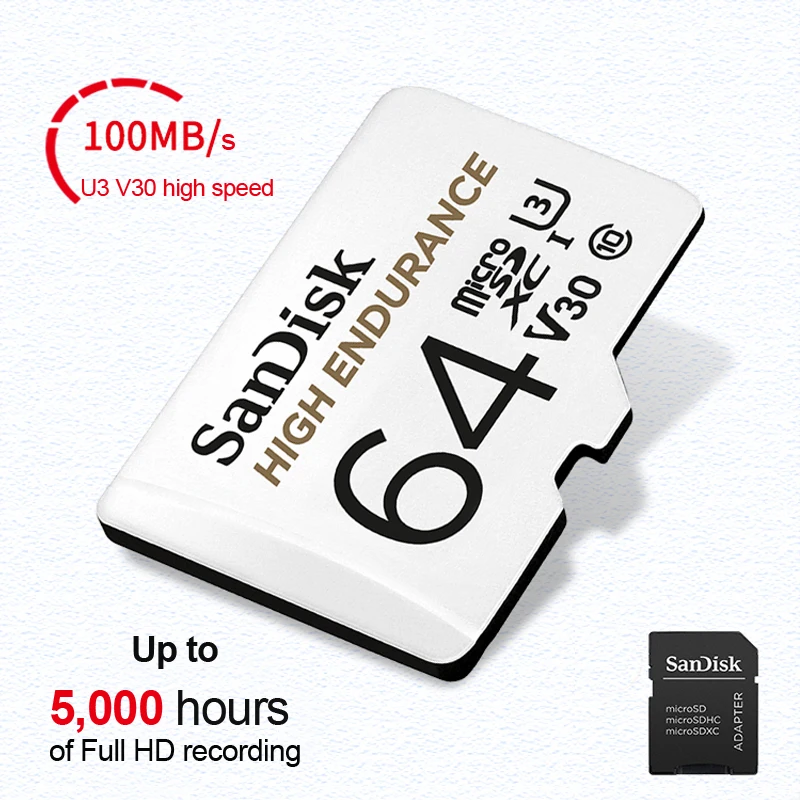 SanDisk 고내구성 비디오 모니터링 64GB 128GB 256GB 메모리 카드 Ultra 32GB TF 카드 Extreme/Extreme PRO 4K UHD MicroSD C10