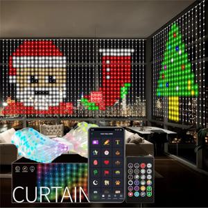 음악, 앱 제어 및 원격 기능을 갖춘 400-800 LED RGB 스마트 커튼 조명, 결혼식/발렌타인 데이/생일을 위한 LED 파티 조명