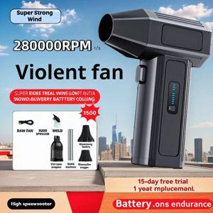 280000RPM 브러시리스 모터 폭력 터보팬, 10000mAh 에어 먼지털이, 6 단 속도 조절, 고속 충전, 400G 스러스트 제트 드라이 자동차 송풍기