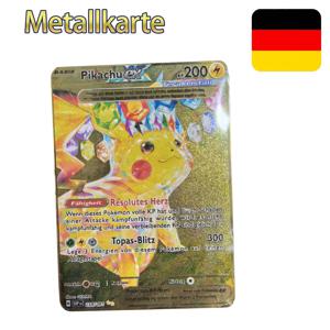 포켓몬 금속 카드 Deutsch Terastal Pikachu Arceus Charizard DIY 트레이딩 플래시 카드 애니메이션 만화 선물