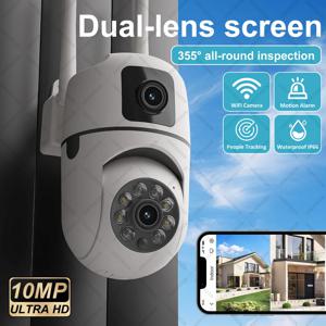 4K 8MP PTZ WiFi 감시 카메라 듀얼 렌즈 4X 디지털 줌 AI 인간 감지 야외 야간 투시경 CCTV 감시 IP 카메라