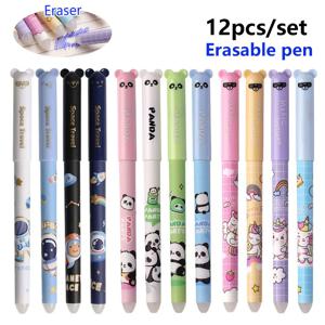 12 개/대 리틀 베어 젤 펜-파인 포인트 0.5mm 블루 & 블랙 잉크, 카와이 우주 비행사 팬더 유니콘 디자인 학생을위한 선물 쓰기 S