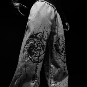 드래곤 소울 오버 사이즈 조깅 남성 여성 코튼 Uncuffed 스웨트 팬츠 streetwear 루즈 피트 체육관 요가 라운지 하이 웨스트 바지