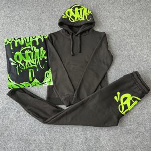 Sy 패션 스트리트 캐주얼 Tracksuits 탑 긴 바지 세트 겨울 코튼 힙합 ​​남성 여성 unisex 후드 티셔츠 스포츠 바지