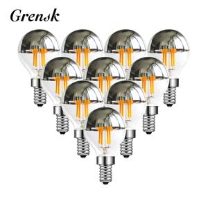 G45 글로브 E14 Led 램프 실버 미러 4W 레트로 LED 필라멘트 전구 E12 110V E27 따뜻한 흰색 2700K 장식 조명 Dimmable