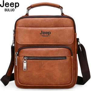 JEEP BULUO 남성용 핸드백 유명 브랜드 빅 사이즈 남성용 가죽 크로스 바디 숄더 메신저 백 9.7 인치 iPad 캐주얼 비즈니스