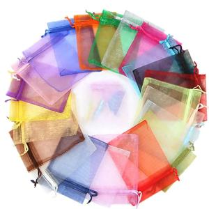 50pcs 믹스 색상 보석 포장 가방 7*9/9*12/10*15/13*18cm Organza 가방 선물 저장 웨딩 Drawstring 파우치 도매