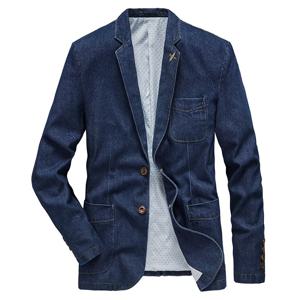 M-4XL 데님 블레이저 남성 자켓 코튼 가을 봄 패션 남성 의류 슬림 피트 비즈니스 진 코트 남성 캐주얼 정장 MY189