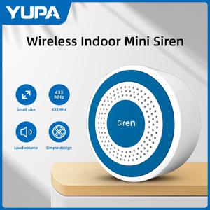 YUPA 미니 알람 사이렌 무선 433MHz 사운드 및 라이트 실내 스트로브 사이렌 홈 보안 경보 시스템 용 높은 데시벨 경적 사이렌