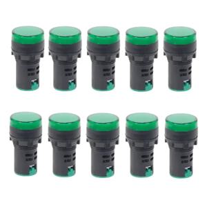 10Pcs 녹색 버튼 22mm 패널 마운트 LED 전원 표시기 파일럿 신호등 램프 AD16-22 12V 24V 110V 220V
