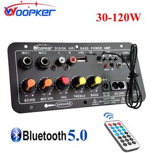 Woopker 오디오 증폭기 보드 30-120W 지원 듀얼 마이크 Bluetooth Amplificatore Subwoof 4Ohm 스피커 12V 24V 110V 220V