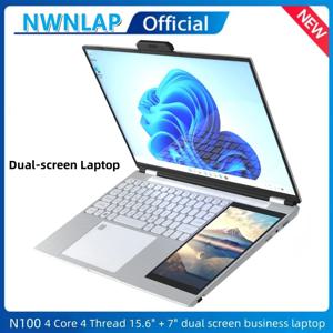듀얼 스크린 노트북 인텔 프로세서, N100, 4 코어, 4 스레드, 3.4GHz, 15.6 인치 IPS 2K, 4 면 좁은 화면, 7 인치 IPS 터치 스크린