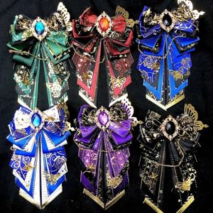 로리타 Bowtie 여성용 하이 엔드 럭셔리 브로치 코스프레 애니메이션 롤 플레잉 세트 셔츠 드레스 액세서리 수제 칼라 꽃