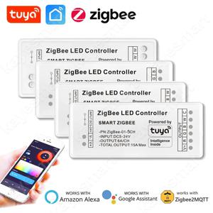 단일 색상 CCT RGB RGBW RGB + CCT LED 테이프 음성 APP 제어 12V LED 조명 컨트롤러 Alexa 용 Tuya Zigbee Led 스트립 컨트롤러