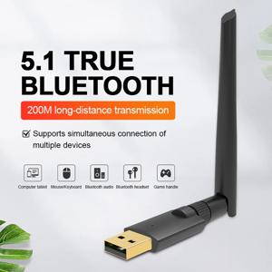 200M Bluetooth5.1 어댑터 Windows 7 용 USB Bluetooth 동글 Adaptador 8.1 10 11 Linux 마우스 키보드 오디오 수신기 송신기