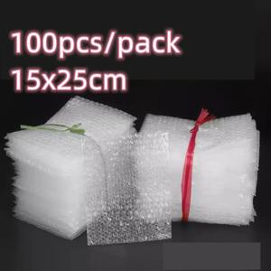 100pcs 15x25cm 버블 메일러 플라스틱 랩 봉투 흰색 포장 가방 명확한 충격 방지 배송 포장 가방 필름 도매