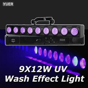 9x12W LED UV 워시 효과 바 라이트 원격 제어 무대 조명 스트로브 경마 파티 Dj 디스코 바 DMX 장비 램프